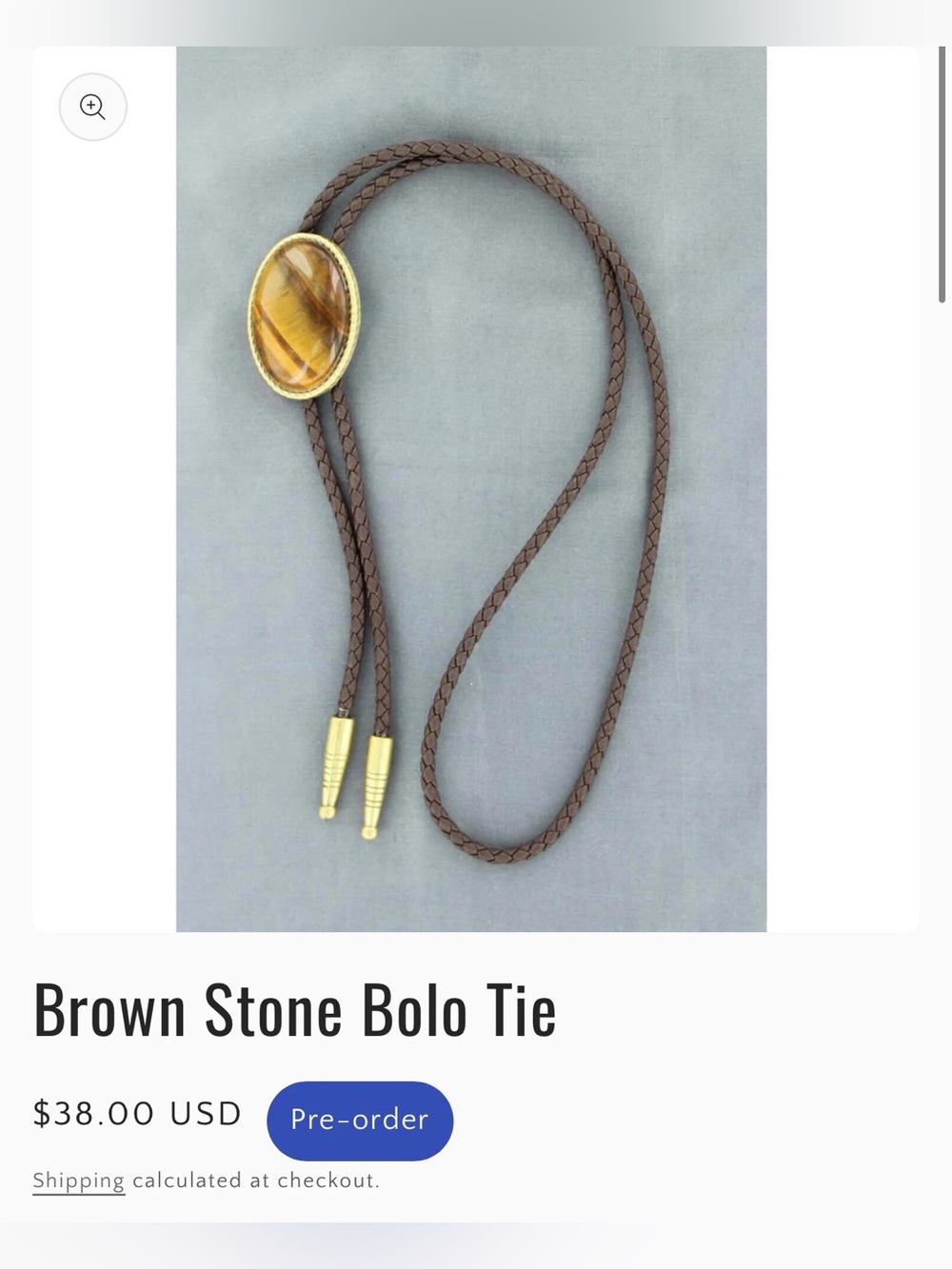 M&F Brown Stone Bolo Tie With Silver Accents